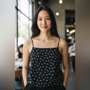 Banana Republic - Medium- black and white  zebra print Silk  tank top Ca…
